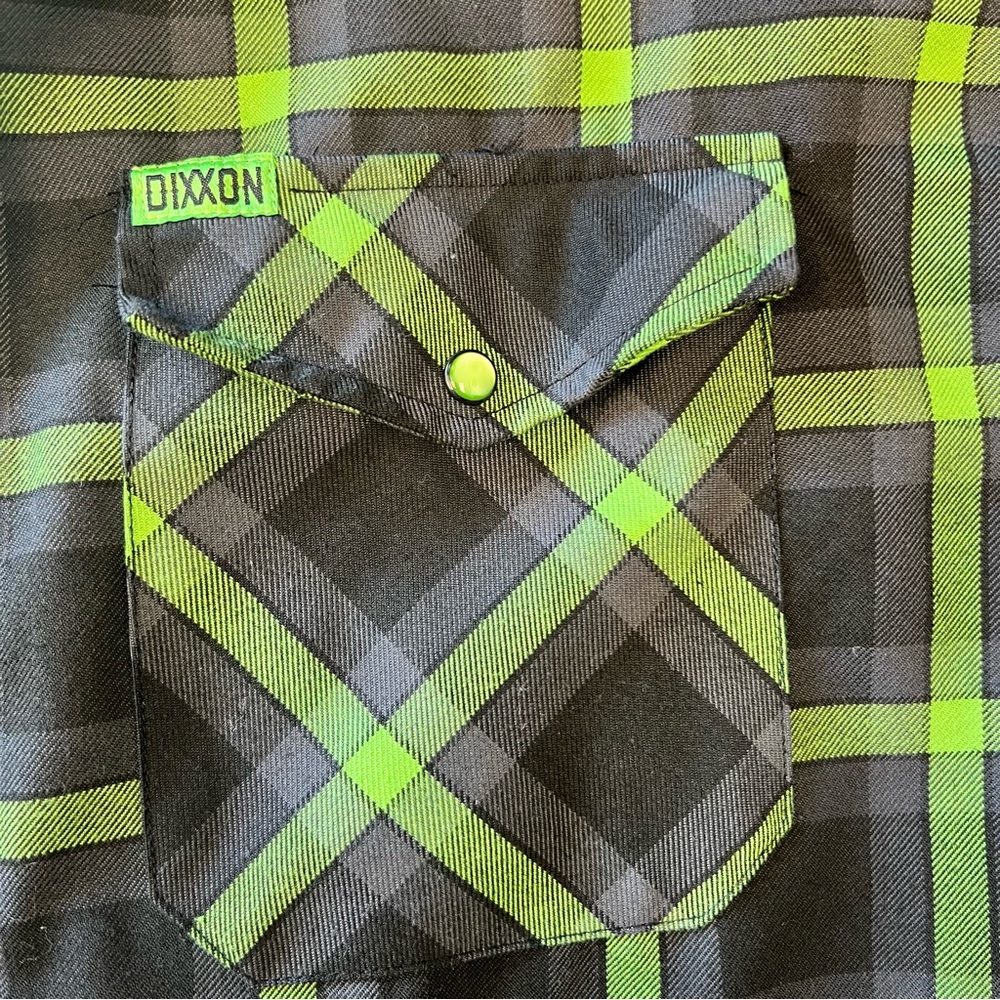 Dixxon Flannel Shifter Shirt Mens Green Black Plaid Button Up Long Sleeve 3XL - Picture 4 of 10